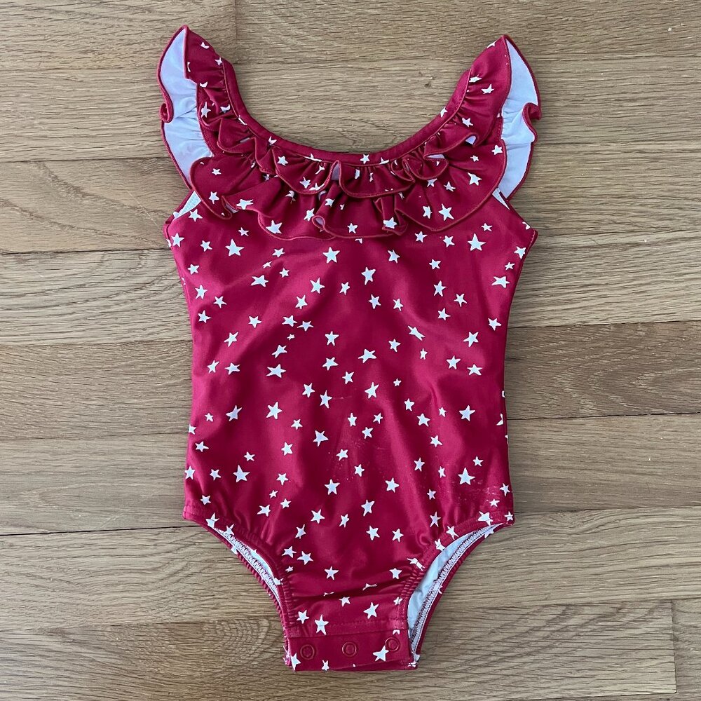 SweetHoney Red & White Stars Swimsuit - size 18 months